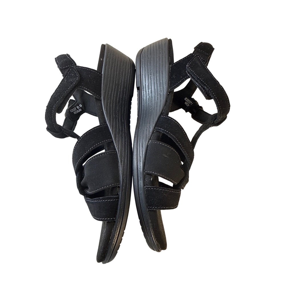 Orthofeet Black Orthopedic Comfort Wedge Sandals Womens 9 Medium 62037 B9 - Picture 3 of 10